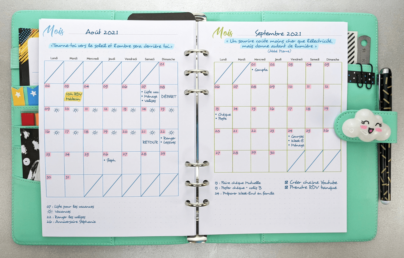 Planning mensuel non daté à imprimer