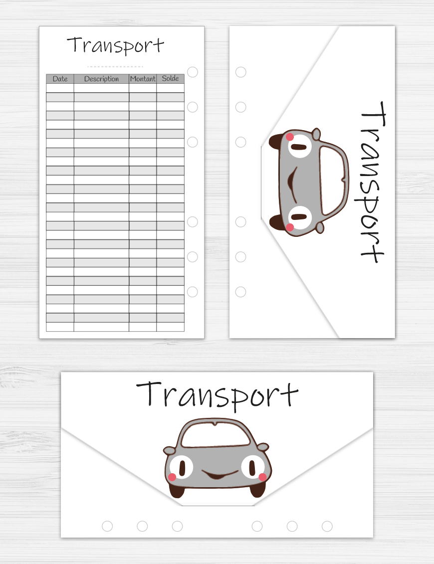 DIY enveloppe budget transport pour planner horizontal