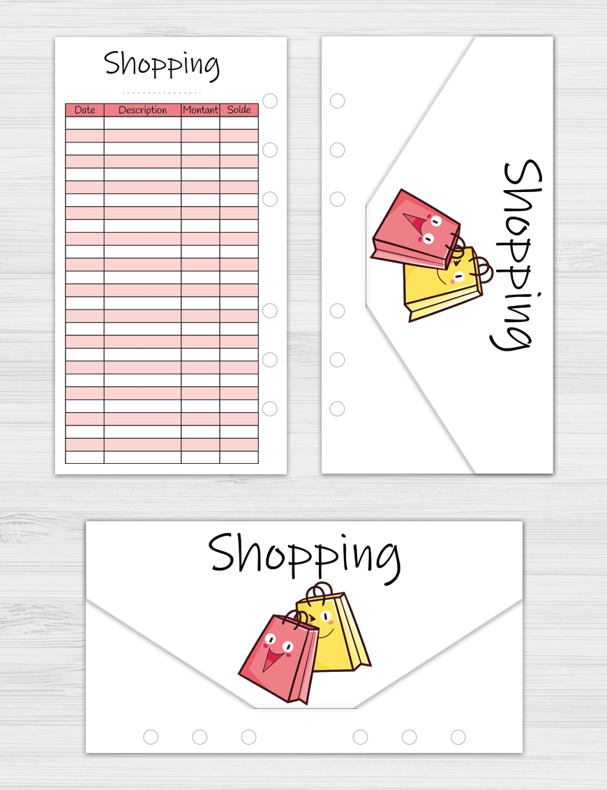 DIY enveloppe budget shopping pour planner horizontal