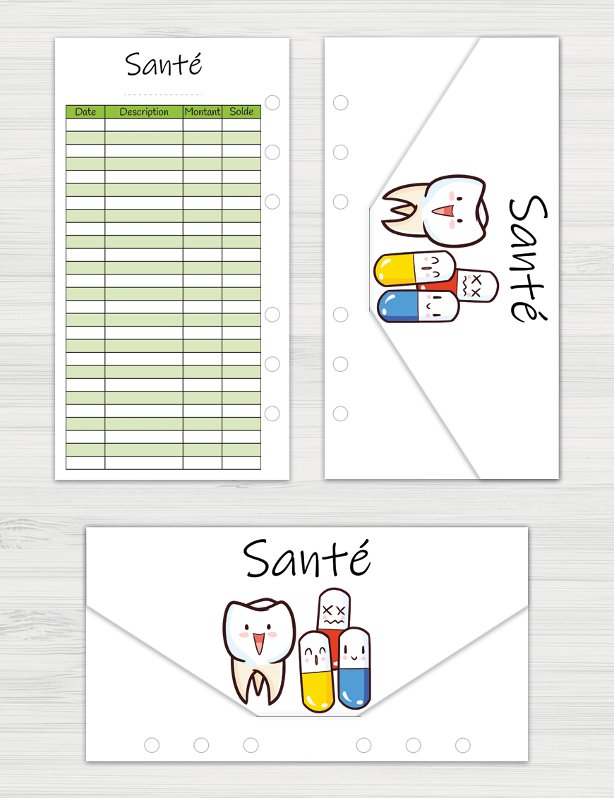 DIY enveloppe budget santé pour planner horizontal