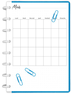 Planning mensuel A5 à imprimer - MP001-Artistique-A5-Noir-marge-gauche