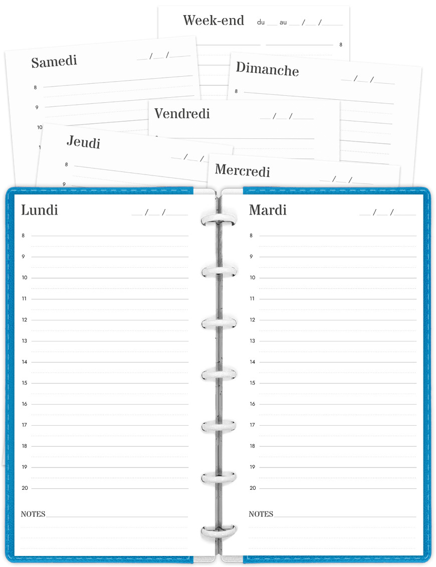 Planning journalier Filofax Personal à imprimer - JP002-Industriel-Personal-Jour