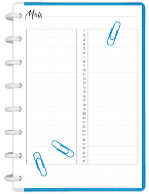 Planning mensuel A5 à imprimer - MP003-Artistique-A5-Noir-marge-gauche