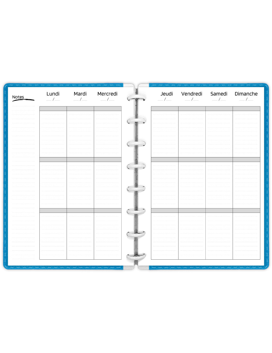 Planning hebdomadaire A5 à imprimer - SP034-Classique-A5-Noir