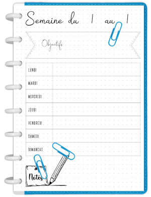 Weekly log perpétuel à imprimer en A5- SP007