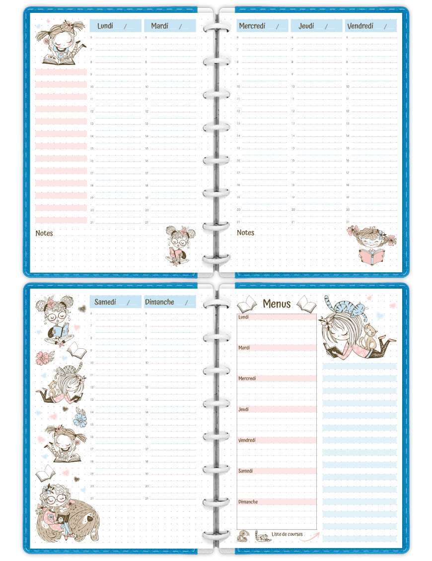 Planning hebdomadaire à imprimer - SP029-v2-A5