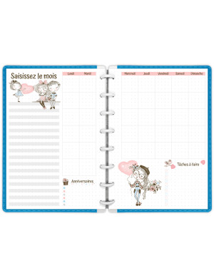 Planning mensuel avec mois personnalisable - Mademoiselle Amour - MP006-A5