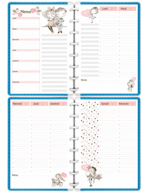 Planning hebdomadaire à imprimer - SP014-v1-A5 - Mademoiselle Amour