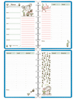 Planning hebdomadaire Mademoiselle Cactus A5 à imprimer - SP010