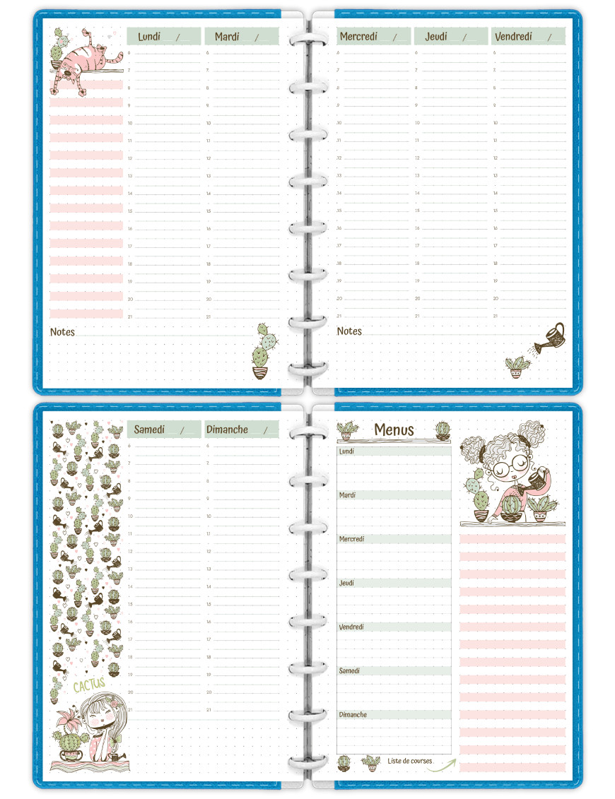 Planning hebdomadaire à imprimer - SP010 A5