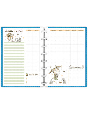 Planning mensuel A5 Mademoiselle Chat à imprimer - MP012