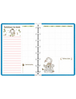 Planning mensuel avec mois personnalisable Chien A5 à imprimer - MP013