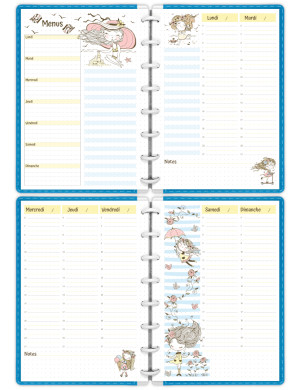 Planning hebdomadaire Mademoiselle Été A5 à imprimer sur 4 pages- SP015