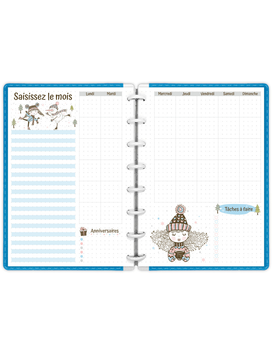 Planning mensuel éditable A5 à imprimer - MP005