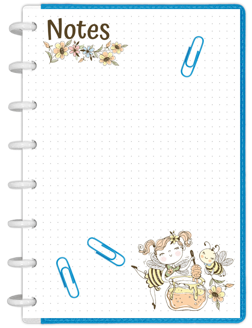 Page de Notes à points pour Bullet journal à imprimer en A5 - Mademoiselle Printemps - NP007