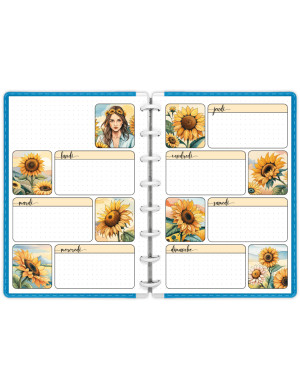 Semainier perpétuel sur 2 pages à imprimer en A5 - Tournesol Graphique - SP026