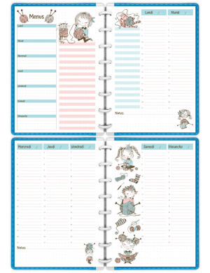 Planning hebdomadaire Mademoiselle Pelote à imprimer - SP044-v1-A5