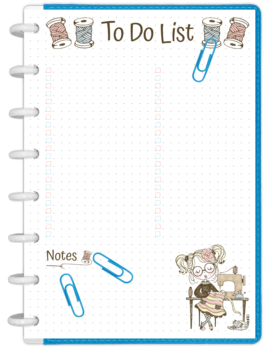 2 colonnes To Do List Mademoiselle Couture à imprimer pour bujo A5