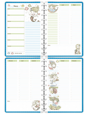 Planning hebdomadaire Mademoiselle Sirène A4 à imprimer - SP046
