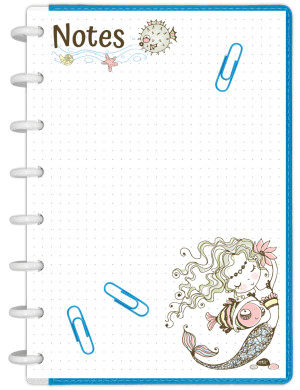 Notes Mademoiselle Sirène à imprimer en A5 pour ton Bujo - NP012-A5