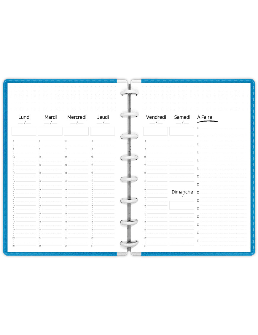 Planning hebdomadaire A5 à imprimer - SP049-Classique-A5-Noir