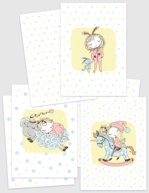 3 pages décorées Mademoiselle Pyj' à imprimer en A5 ou A4 - SE019