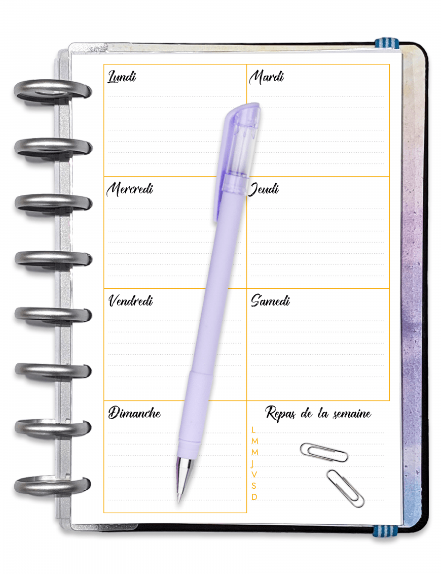 Planning hebdomadaire à imprimer sp002-artistique-jaune