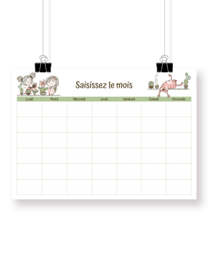 Calendrier mensuel avec mois personnalisable - Mademoiselle Cactus