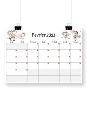 Calendrier février 2023 à imprimer - Mademoiselle