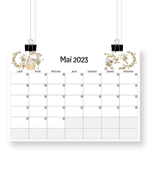 Calendrier mai 2023 à imprimer - Mademoiselle