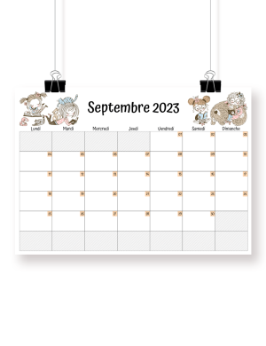 Calendrier septembre 2023 à imprimer - Mademoiselle