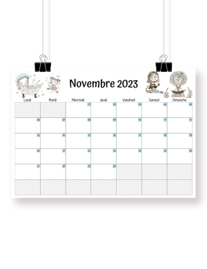 Calendrier novembre 2023 à imprimer - Mademoiselle