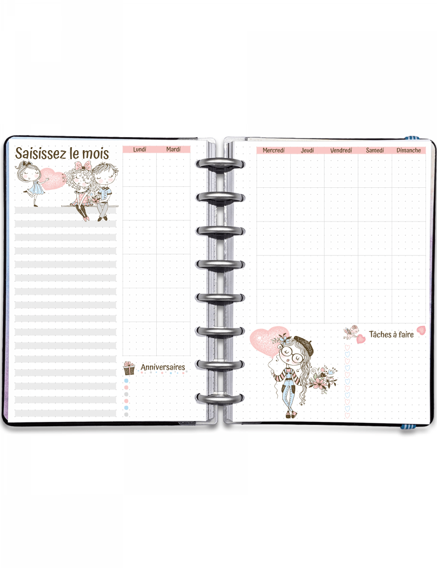 Planning mensuel, Montly log bujo - Mademoiselle Amour