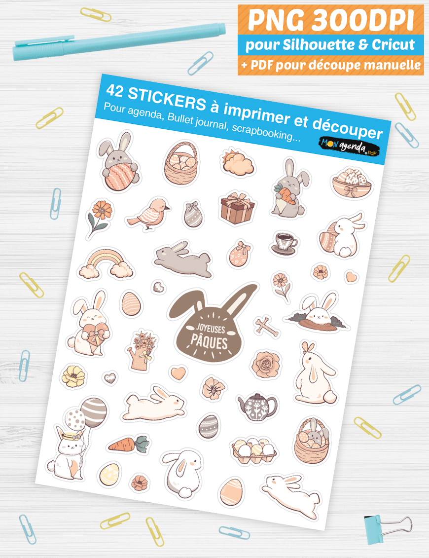 DIY stickers à imprimer Pâques - Print and Cut pour Caméo, Portrait et Cricut