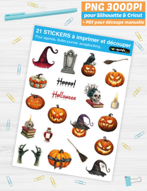 DIY stickers à imprimer Halloween Aquarelle Print and Cut