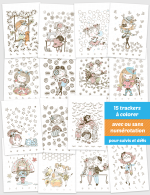 15 trackers à imprimer et colorier pour suivis et défis - A5 A4 - Mademoiselle
