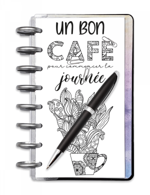 Coloriage tasse de café doodle - Personal - à imprimer, pour Filofax et Bullet Journal