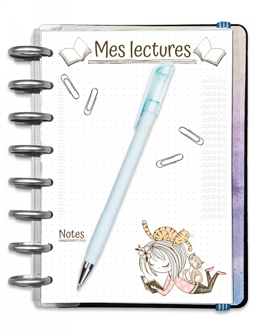 Suivi de lecture avec notes -  carnet de lecture A5 A4 - Mademoiselle