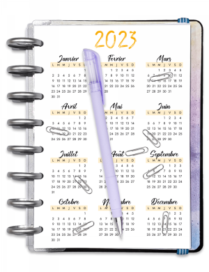 Planning annuel à imprimer ad001-artistique-jaune-2023