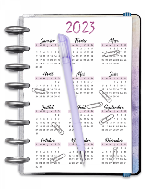 Planning annuel à imprimer ad001-artistique-mauve-2023
