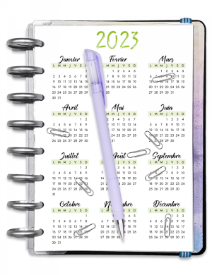Planning annuel à imprimer ad001-artistique-vert-2023