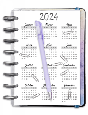 Planning annuel à imprimer ad001-artistique-noir-2024