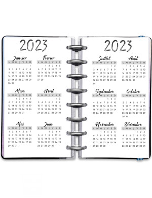 Planning annuel à imprimer - Calendrier Annuel Date 2023 Artistique Noir - AD001p