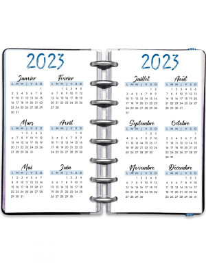 Planning annuel à imprimer - Calendrier Annuel Date 2023 Artistique Bleu - AD001p