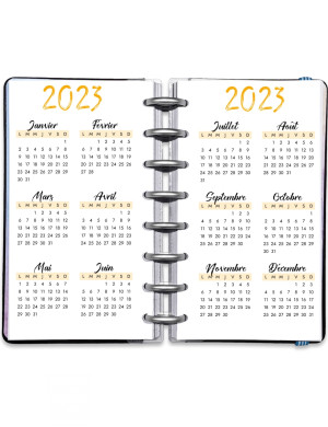 Planning annuel à imprimer - Calendrier Annuel Date 2023 Artistique Jaune - AD001p