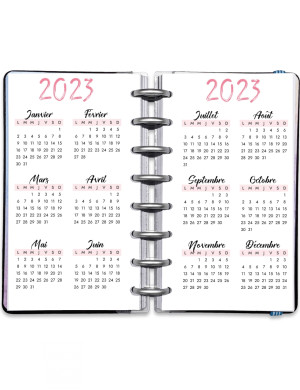 Planning annuel à imprimer - Calendrier Annuel Date 2023 Artistique Rose - AD001p