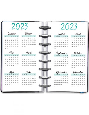 Planning annuel à imprimer - Calendrier Annuel Date 2023 Artistique Turquoise - AD001p