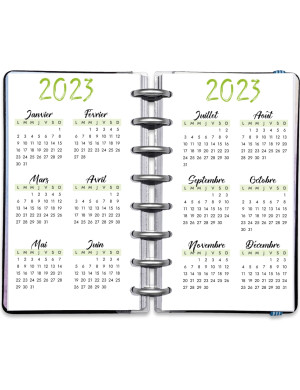 Planning annuel à imprimer - Calendrier Annuel Date 2023 Artistique Vert - AD001p