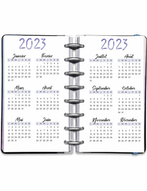 Planning annuel à imprimer - Calendrier Annuel Date 2023 Artistique Violet - AD001p
