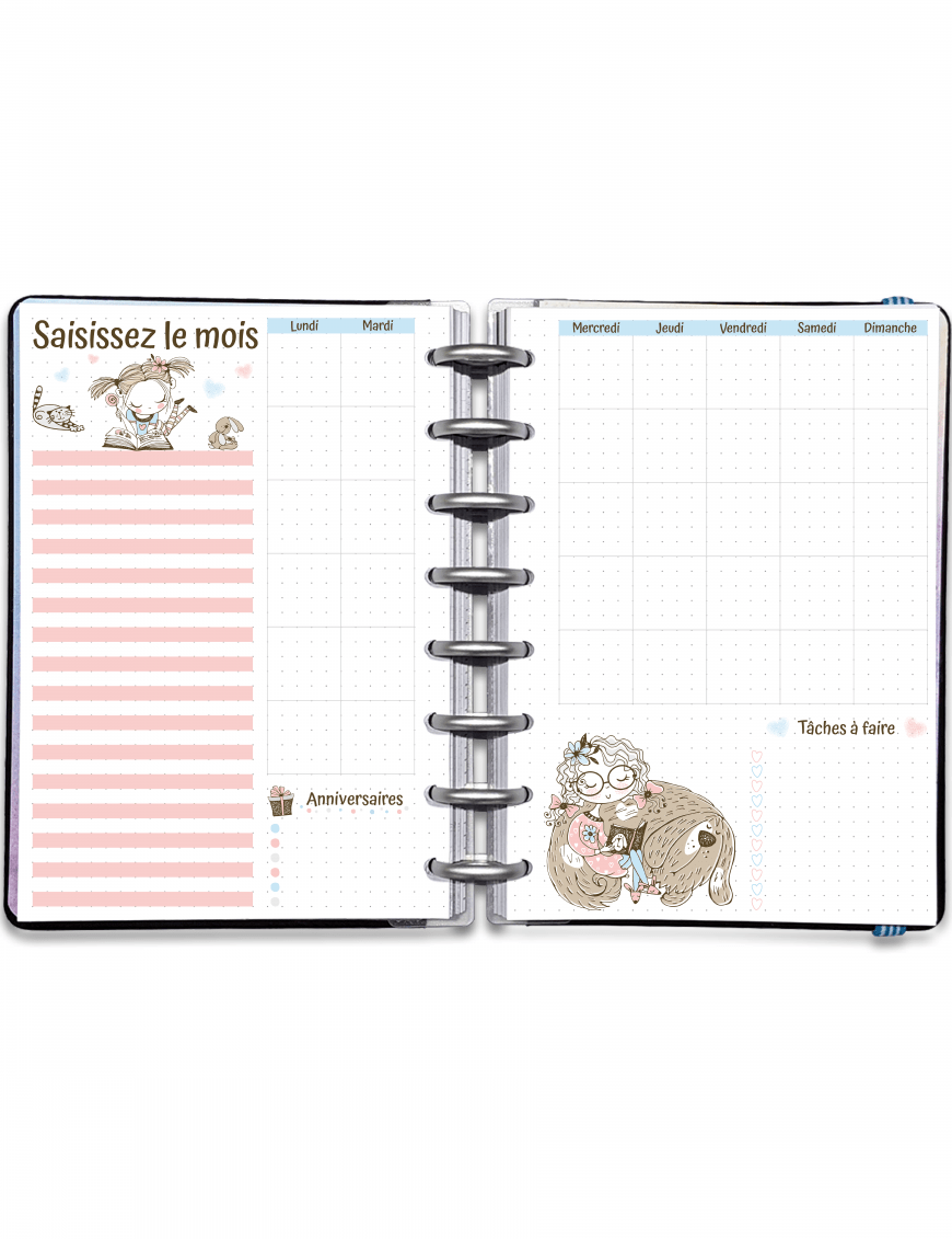 Monthly Log avec mois personnalisable - A5 A4 - Mademoiselle Lecture